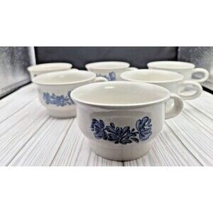 Vintage Pfaltzgraff Yorktowne Blue Set of 6 Coffee Tea Cups Replacement